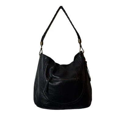 Bolso Hobo de Cuero Negro The Sak Correa Trenzada Slouchy Clásico Foto 1 de 4
