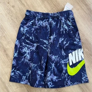 Nike Sportswear Youth Boys Blue Printed French Terry Fashion Shorts Navy Large - Picture 1 of 7