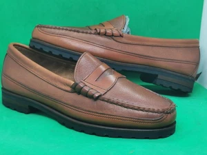 Allen Edmonds Quincy Mens Size 10.5 C Brown Leather Penny Loafers Shoes Made USA - Picture 1 of 19