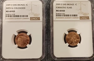 2009 D NGC MS68 SMS LINCOLN COPPER BRONZE CENT (2) Birth Childhood Formative Yrs - Picture 1 of 6