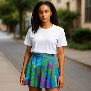 MNG Suit Women's Skirt Size 10 A-Line Boho Tropical Multicolor Cotton Summer - Imagen 1 de 14