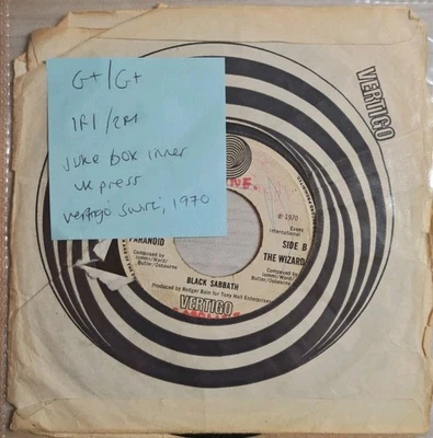 Black Sabbath Paranoid / The Wizard Vinyl Record 6059 010 Vertigo Swirl - Image 1 of 2