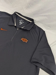 Nike Dri-Fit Mens Large Black Oklahoma State Cowboys Polo Quarter Zip Premium - Picture 1 of 8