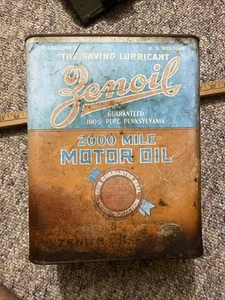 Vintage Zenoil 2 Gallon Motor Oil Can Rare Graphic Zenith Pennsylvania - Picture 1 of 5