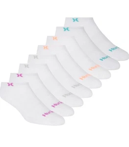Hurley Women's 8 Pack Low Cut Socks, White/Purple, 9-11 NWT - Picture 1 of 3