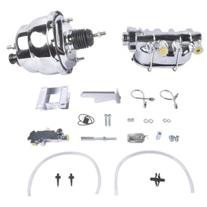 7'' Chrome Disc Drum Power Booster Master Cylinder Bracket Kit for Chevy 1955-57 - Picture 1 of 12