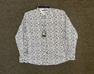 Barabas Shirt Mens Large White Black Paisley Long Sleeve Button Up Casual Cotton - Picture 1 of 6
