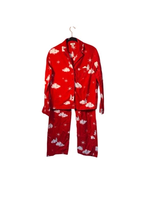 Seda y Satén Mujer Invierno, Vacaciones, Rojo y Blanco Muñeco de Nieve Pijama S/S Foto 1 de 4