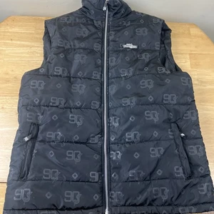 1990 Somethin Black Puffer Vest Size L - Quilted Zip Up Sleeveless Jacker - Bild 1 von 10