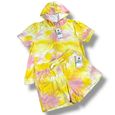 Juicy Couture Terry Cloth Tie Dye Lounge Set Manga Corta Sudadera con Capucha y Pantalones Cortos Foto 1 de 4