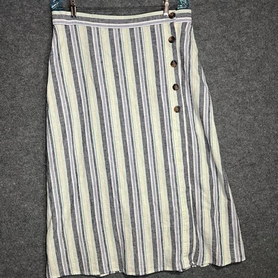 Christopher Banks Linen Maxi Skirt Womans M Stripe Preppy Beachy Nautical - Image 1 of 4
