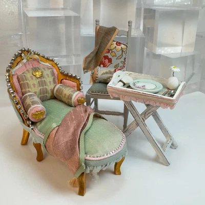 Lote de 3 sillas de sofá miniatura artesanales para casa de muñecas escala 1:12 June Tooley YN40 Foto 1 de 4