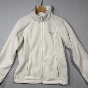 Chaqueta Columbia Mujer Mediana Blanca Polar Cremallera Completa Cuello Simulado Exterior Cálida - Imagen 1 de 8