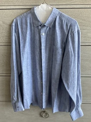 Untuckit Mens Chambray Blue XXL Long Sleeve Wrinkle Resistant Linen Button Up - Image 1 of 2