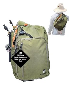 Fliegenfischen Tenkara Sling Pack mit Dual Rod Köcher - 5 Taschen Aufbewahrung - - Bild 1 von 7
