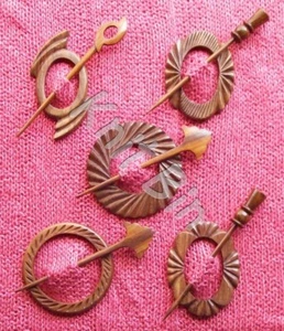 Geschnitzte Shesham Holz Schal Pins; Auswahl an Designs - Bild 1 von 5