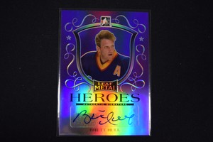 Brett Hull 2014-15 In The Game Leaf Metal Heroes Autograph Purple Prismatic /5
