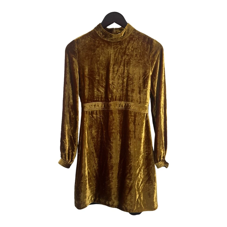 A.L.C. Gold Velvet Long Sleeve Dress Size 2 - Image 1 of 4