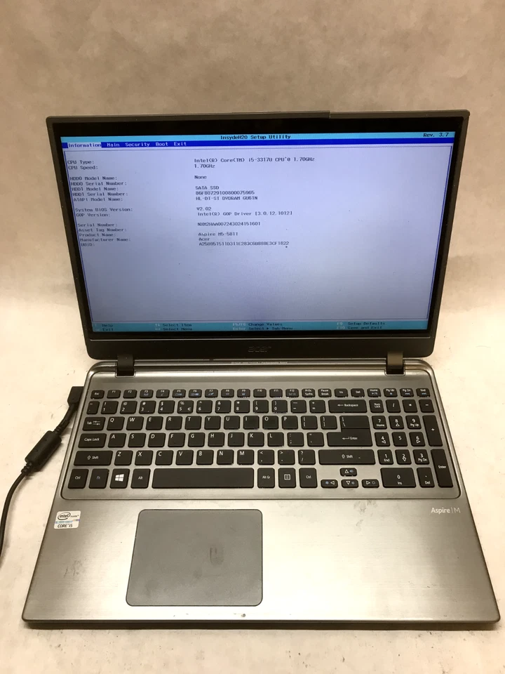 Acer Aspire M5-5811 15" Laptop Intel Core i5-3317U 1.7GHz 4GB RAM NO HDD/OS - DW - Image 1 of 4