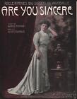 1908 Bryan & Gumble / Adele Ritchie Sheet Music (Are You Sincere)