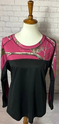 Camisa Pullover Bushmaster Manga Larga XL Mujer Rosa Camuflada Cuello Redondo Caza Foto 1 de 4