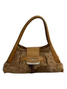 TOD'S Fur Handbag Tote Bag Beoige Women's Used Good Condition From Japan - Picture 1 of 6