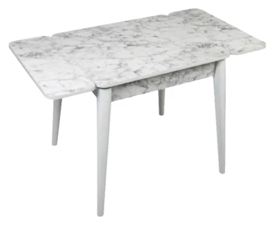 TAVOLO ALLUNGABILE LEGNO BIANCO MARMO MODERNO CLASSICO TAVOLINO 120/80*70*h75cm - Immagine 1 di 4
