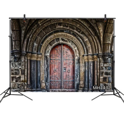 7x5FT Vintage Gothic Church Gate Backdrop Background Photography Vinyl Props - Image 1 of 4