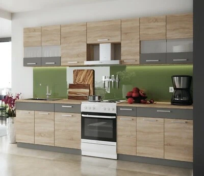 KÜCHE KÜCHENZEILE EINBAUKÜCHE SINGLE KÜCHE - SONOMA EICHE NEU - Bild 1 von 4