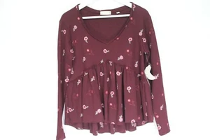 Altar'd State Babydoll Oberteil Neu Damen Waffel Strick Shirt Small Langarm - Bild 1 von 9