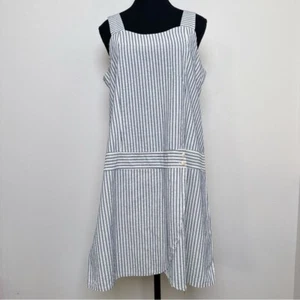FLAX Womens Small Striped Square Neck Medium Cotton Wrap Dress - Picture 1 of 12