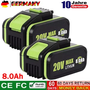 2X 8000mAh MAX Li-ion Akku Für Worx 20V 8,0Ah Ersatzakku WA3553 WA3556 WA3551 DE - Bild 1 von 16