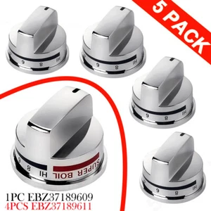 5Pack Burner Control Knobs, Replacements for LG LRG30355ST LRG30357ST LRG30855ST - Picture 1 of 12
