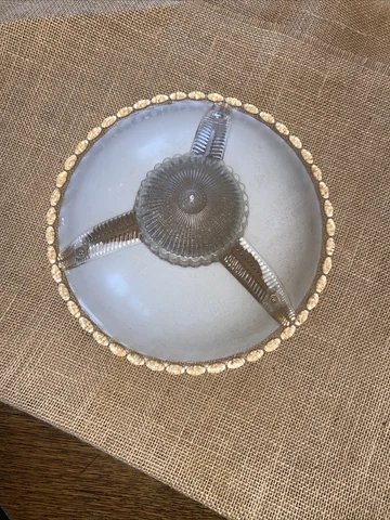 VINTAGE ART DECO Mid-Century FROSTED GLASS CEILING LIGHT FIXTURE SHADE 11 Dia Cover