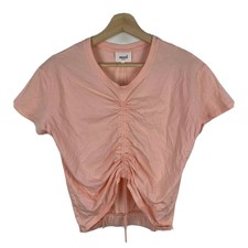 Seed Heritage Womens Top Size Medium Peach Pink Short Sleeve V-Neck NWT