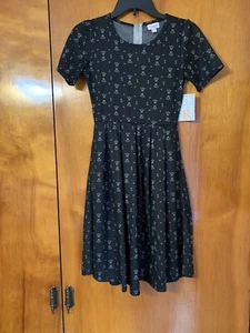 LuLaRoe Lula Roe Amelia Kleid Damen Gr. XS X-Small schwarz geometrisches Muster Reißverschluss - Bild 1 von 8