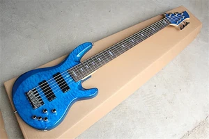 High Quality 6 Strings Blue Body Electric Bass Guitar with Chrome Hardware Top - Picture 1 of 15