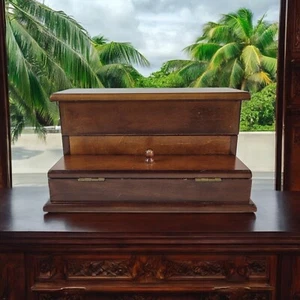 Vtg Bombay Company Mahogany Wood Stationery Letter Box Office Organizer - Bild 1 von 10