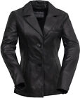 Ladies Lambskin Leather 2 Button Blazer with Chest Pocket LB3001 