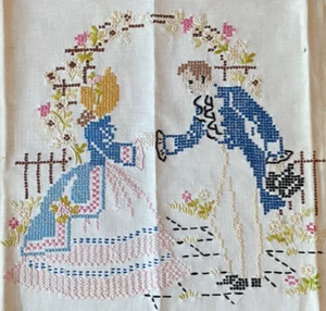 Punto de Cruz Completo Southern Belle & Beau Bajo el Árbol Boda Flores Lino - Imagen 1 de 10