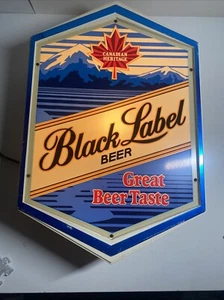 Vintage Working Black Label Beer Lighted Wall Hanging bar Sign Canadian Heritage - Picture 1 of 8