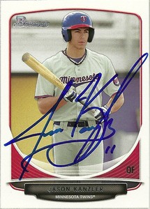 2013 Bowman JASON KANZLER Signed Card TWINS autograph PENFIELD, NY