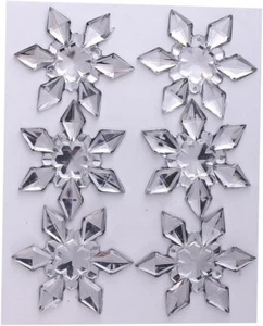 CraftbuddyUS 6 Stück x 45 mm, zum Aufkleben, KLAR Selbstklebend, SCHNEEFLOCKEN, Diamant Edelsteine für - Bild 1 von 2