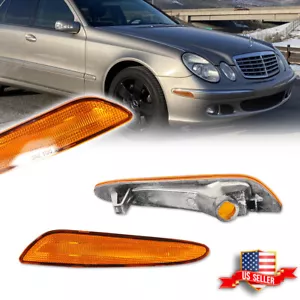 Amber Lens Front Bumper Side Marker Lights For 2003-2006 Mercedes W211 E-Class - Foto 1 di 8