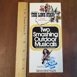 Vintage Paul Greens Lone Star Brochure Galveston Island Mary Moody Ampitheatre - Picture 1 of 3