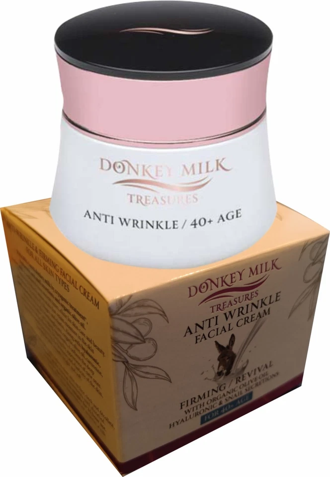Crema facial antiarrugas/reafirmante/revival Donkey Milk Treasures, 50 ml