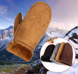 Damen und Herren Lammfell-Handschuhe / Fausthandschuhe / Thermo Fäustlinge Neu - Picture 1 of 9