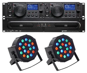 Gemini CDX-2250i DJ Dual Two Deck CD/MP3 Media Player+(2) Par Wash Up-Lights - Picture 1 of 11