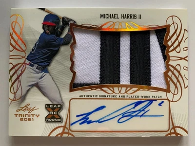 2021 Leaf Trinity Patch Autographs #PA‑MH1 Michael Harris II Rookie AUTO RC - Image 1 of 2