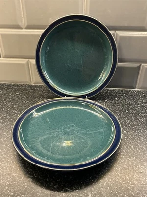 Denby Harlequin - 2 x 26 cm Dinner Plates - Green / Blue - Image 1 of 4